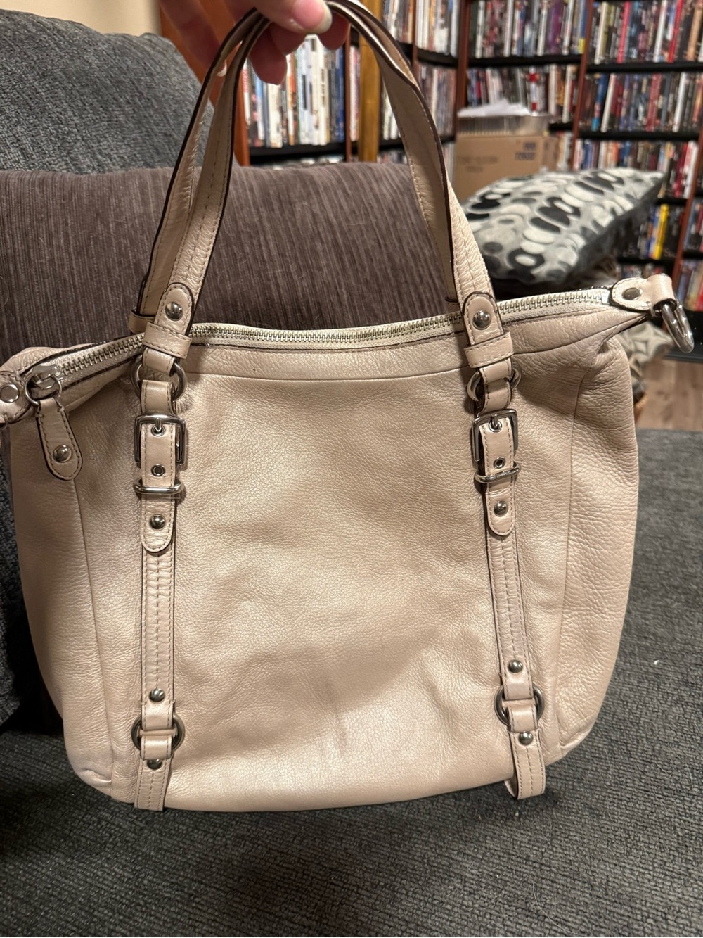 Coach Women’s Leather Tote Bag in Beige - Classic Handbag
